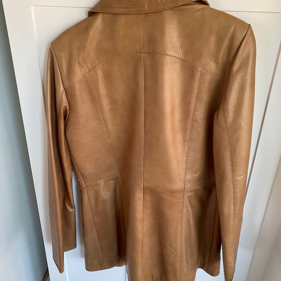 EUC Vintage 90s Pegabo Leather Jacket - Caramel/Tan - Size Large - Picture 2 of 5
